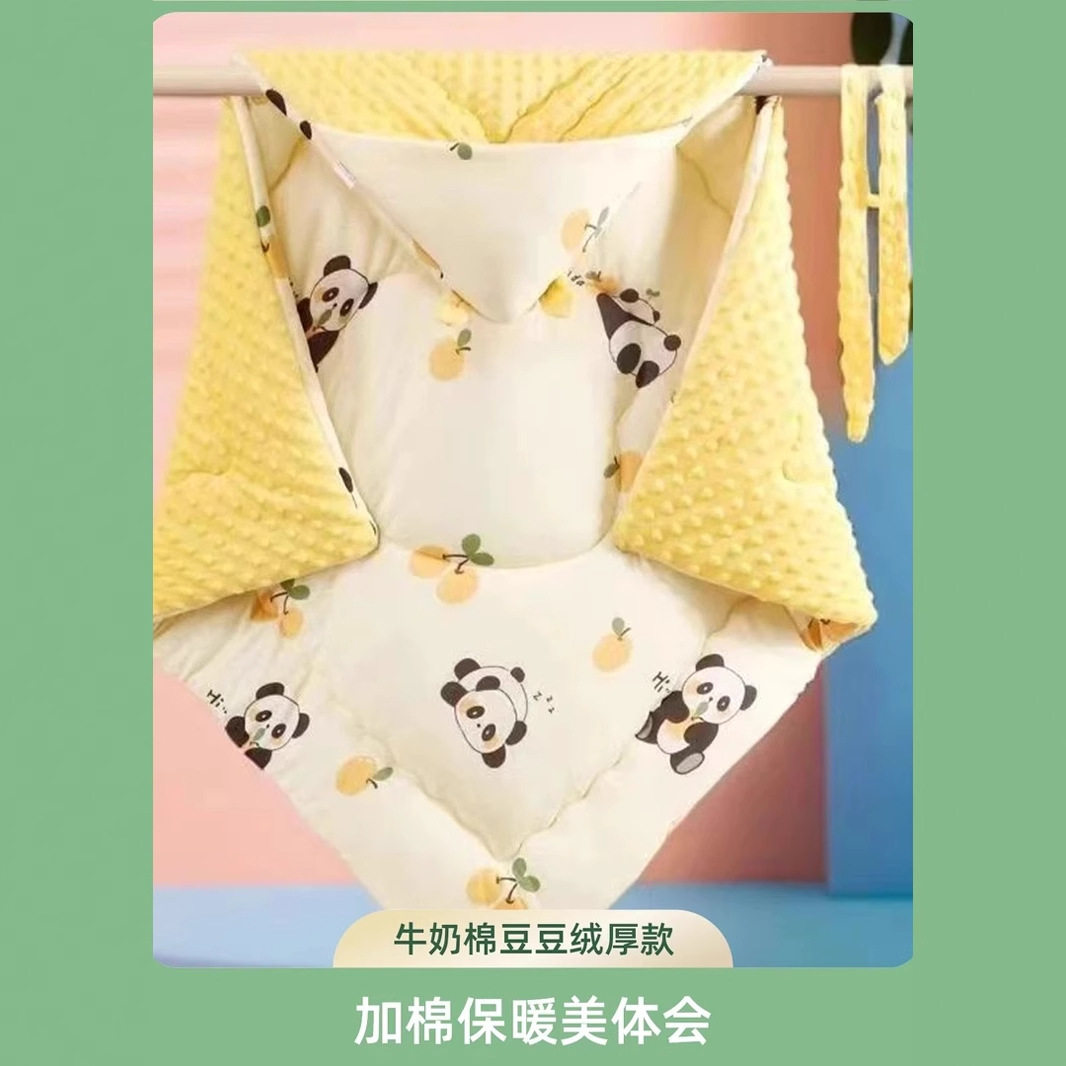 新生儿抱被牛奶棉豆豆绒