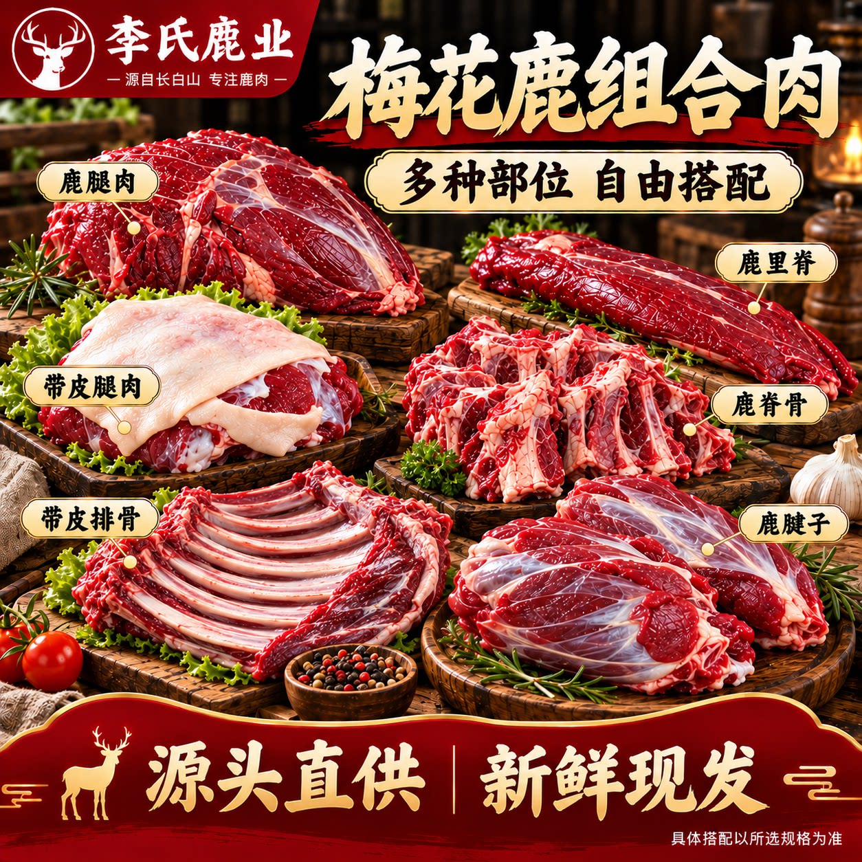 新鲜鹿肉每日现杀东北特产梅花鹿肉组合发货滋补养生顺丰京东包邮