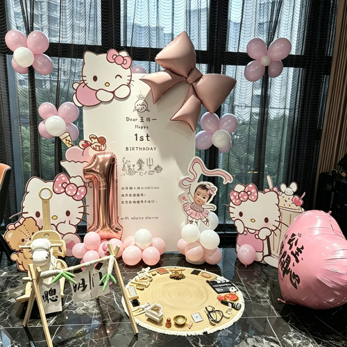 Hellokitty生日装饰场景布置KT板