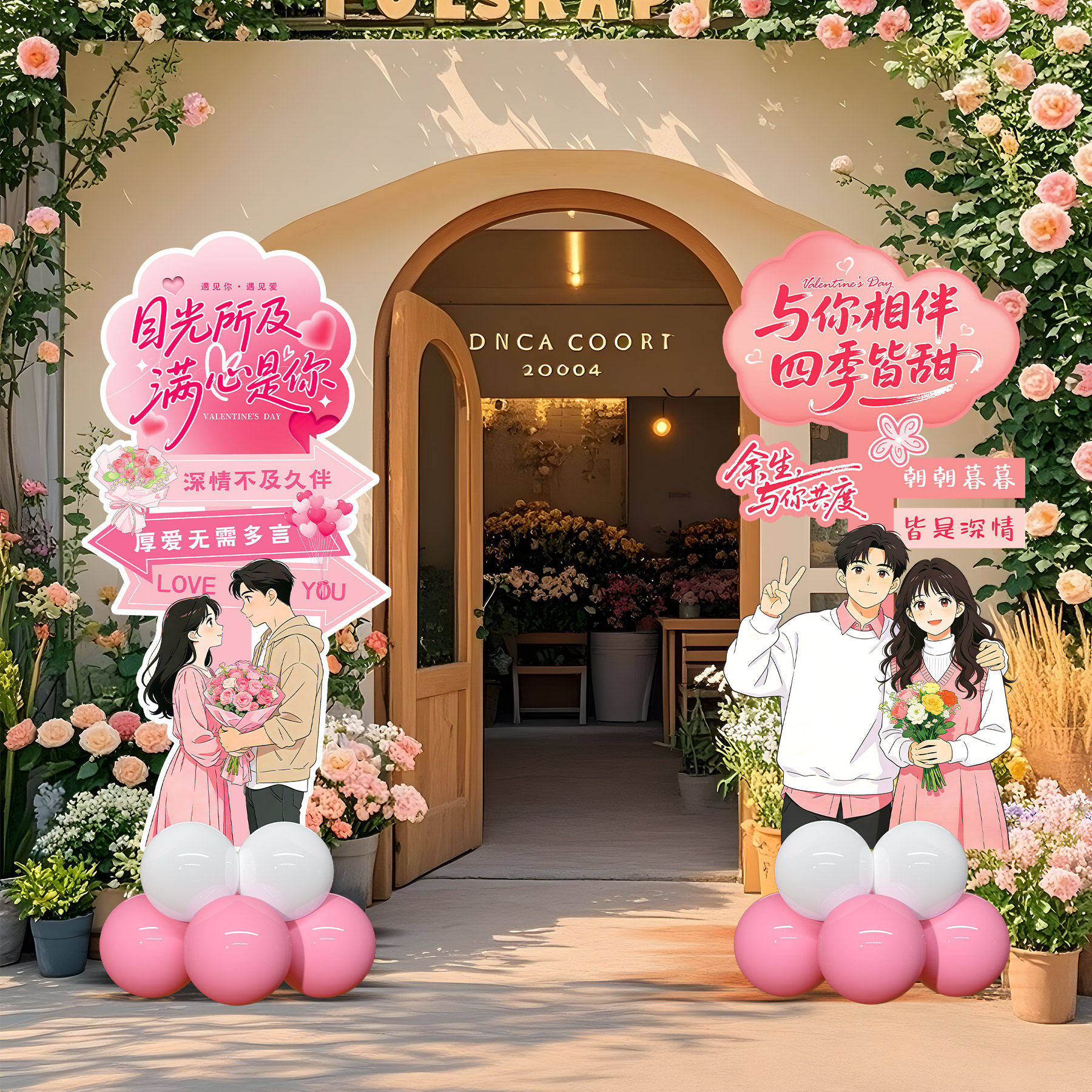 情人节氛围布置装饰场景商场店铺拍照打卡指引牌KT板路牌立牌摆件,节庆用品/礼品,气球,淘宝优惠券,粉丝福利购,淘宝优惠卷