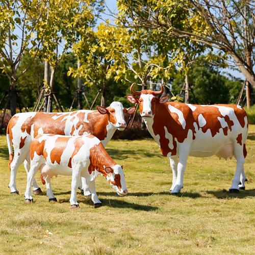 户外玻璃钢仿真奶牛雕塑农场牧场园林景观装饰模型动物工艺品摆件