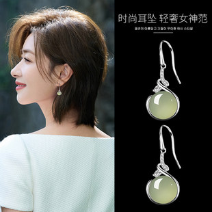 法国YaoYiZun翡翠耳环2026新款爆款高级感轻奢耳坠纯银和田玉耳钉