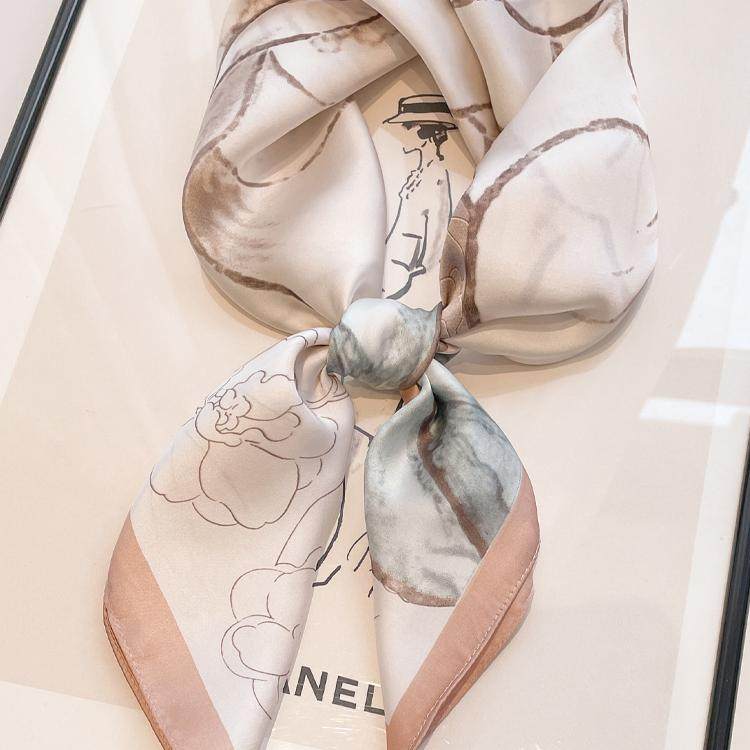 薄款丝巾系脖春秋搭配衬衫中国风