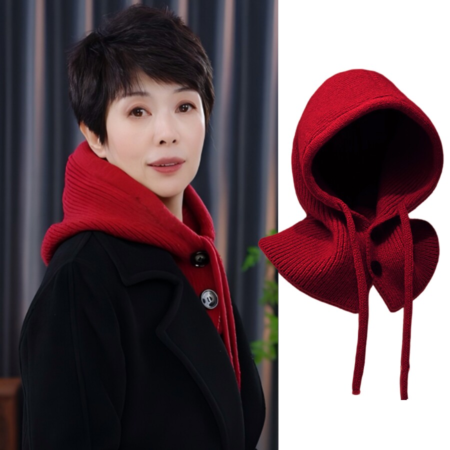 法国MK&DK.SW帽子围脖一体2025新款秋冬妈妈款围脖护颈保暖帽子