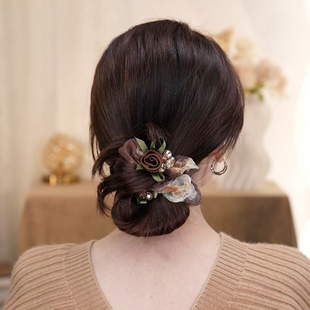 法国LastKiss欧根纱发圈女高级感洋气时尚巨好看韩系水钻花朵发绳