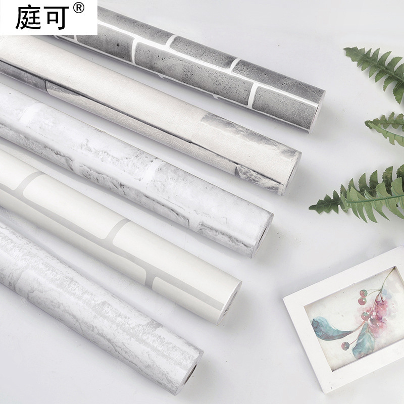 PV自贴欧式墙纸客厅间背景墙砖纹墙贴宿舍壁纸自粘墙布