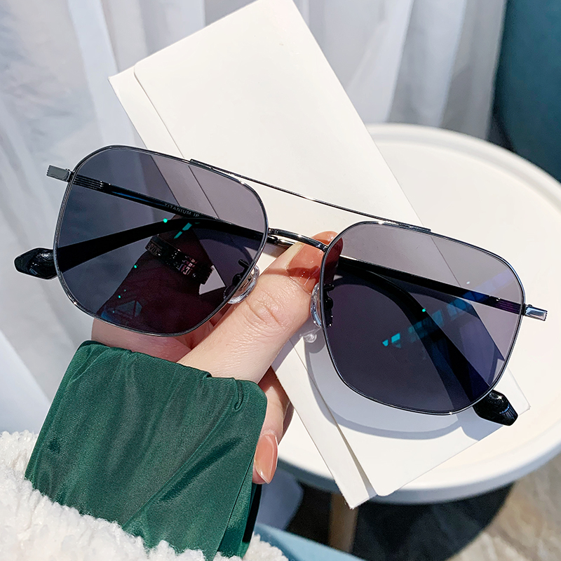 潮枠男士雅痞钛合金双梁近视眼镜