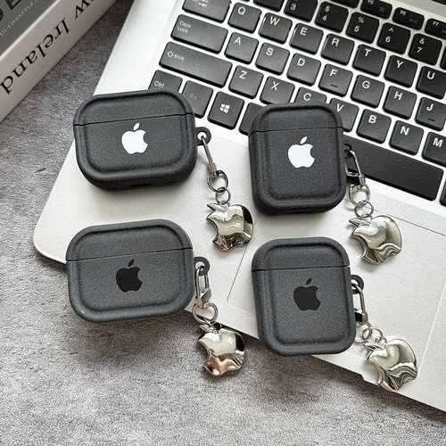 适用于苹果AirPods4代蓝牙耳机保护套植绒轻奢高级感新款苹果Pro3代耳机壳防摔Pro2代少女心简约植绒创意标志