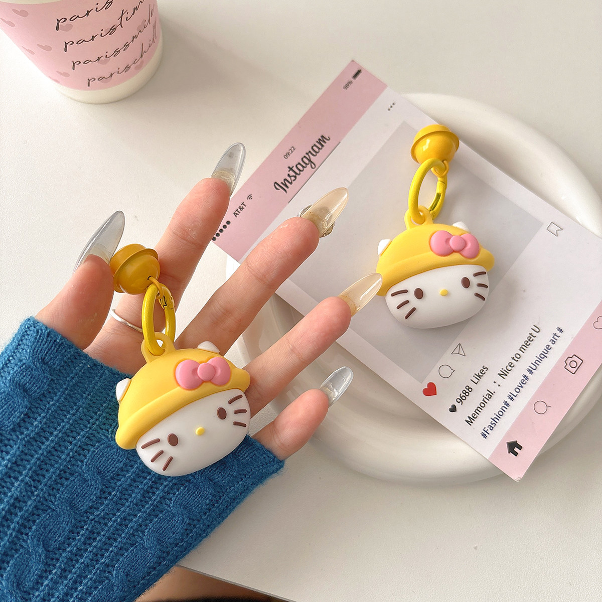 可爱萌系戴帽子KT猫适用于苹果AirTag追踪器保护套宠物定位器新款,3C数码配件,数码防丢器保护套,淘宝优惠券,粉丝福利购,淘宝优惠卷