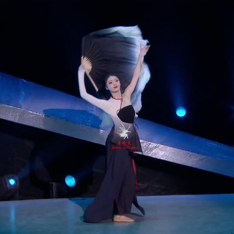 新品古典舞孤月杳然胶州秧歌舞蹈服渐变扇子舞飘逸雪中梅伞舞艺考