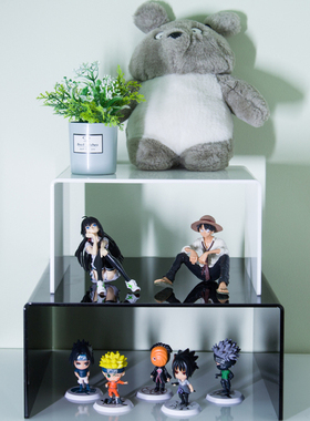 定制黑色白色亚克力置物架桌面冰箱橱柜分层隔板化妆品公仔展示架