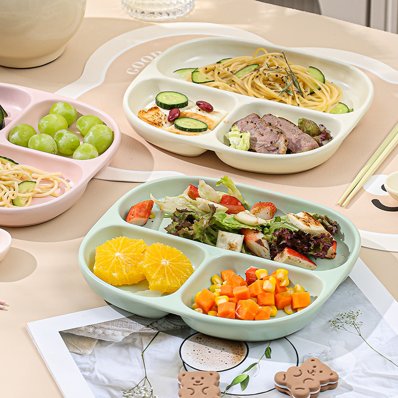 分格蒸盘陶瓷仪式感早餐餐盘家用大人儿童定量轻食盘子211一人食