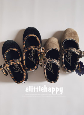 西班牙La Cadena 儿童丝绒帆布鞋秋冬女童鞋宝宝软底 可爱豹纹Vel