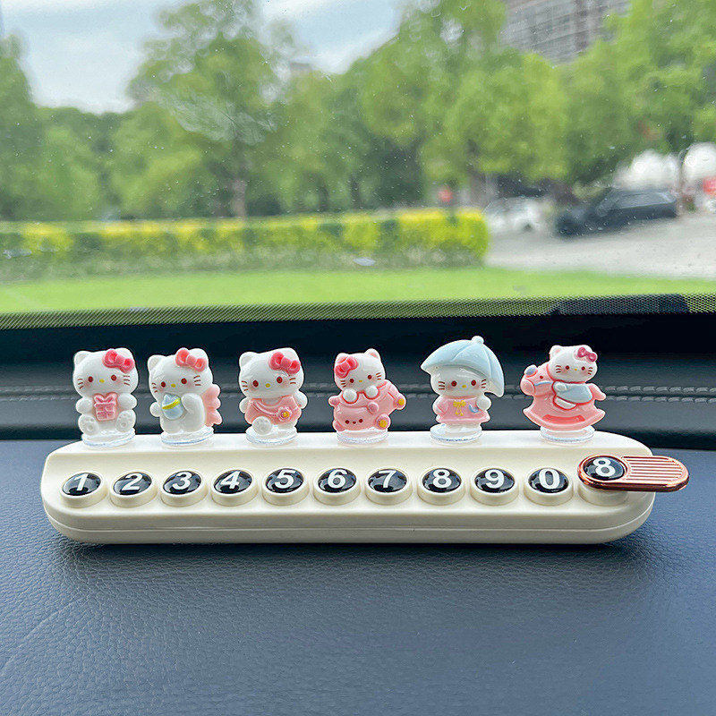 Hello Kitty香薰临时停车牌可爱挪车电话牌 女生车载摆件装饰