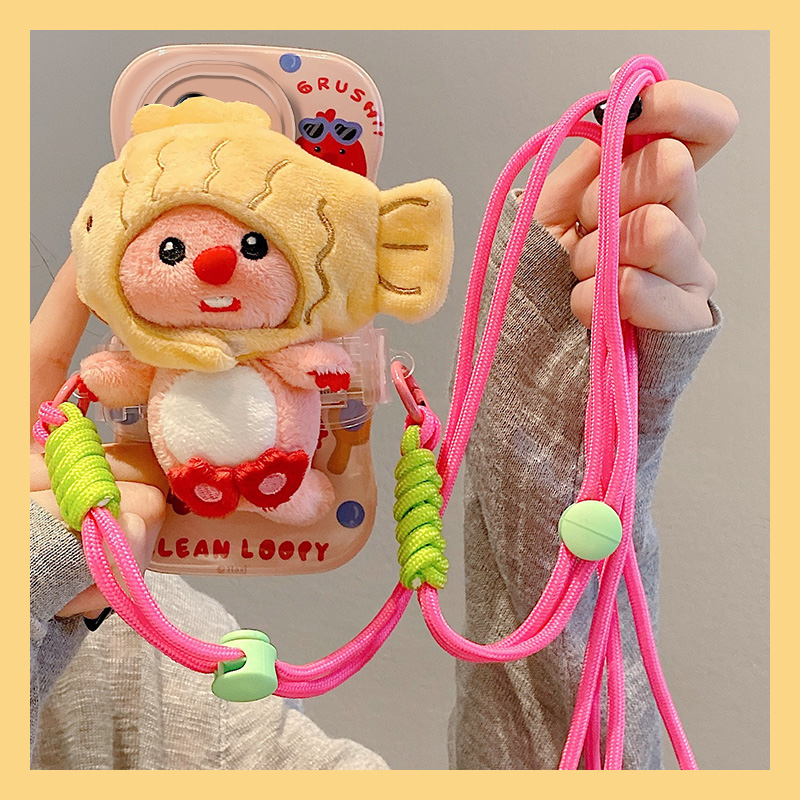 手机壳背夹斜挎海狸露比loopy毛绒秋冬挂绳