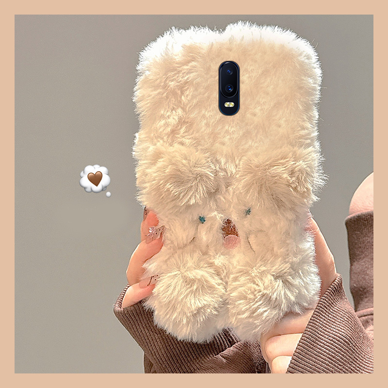 可爱小狗适用oppor17pro手机壳r15x梦境版r11splus立体r9s小众r7plus卡通r17秋冬季oppo毛绒绒0pp0硅胶少女心
