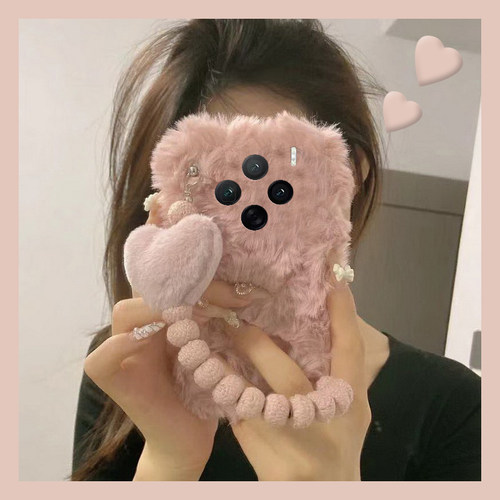 ins风爱心手链适用vivox300手机壳x200毛绒x100pro+毛茸茸x100ultra秋冬季x90s立体t2s软x80s/x70/x60+十vivo