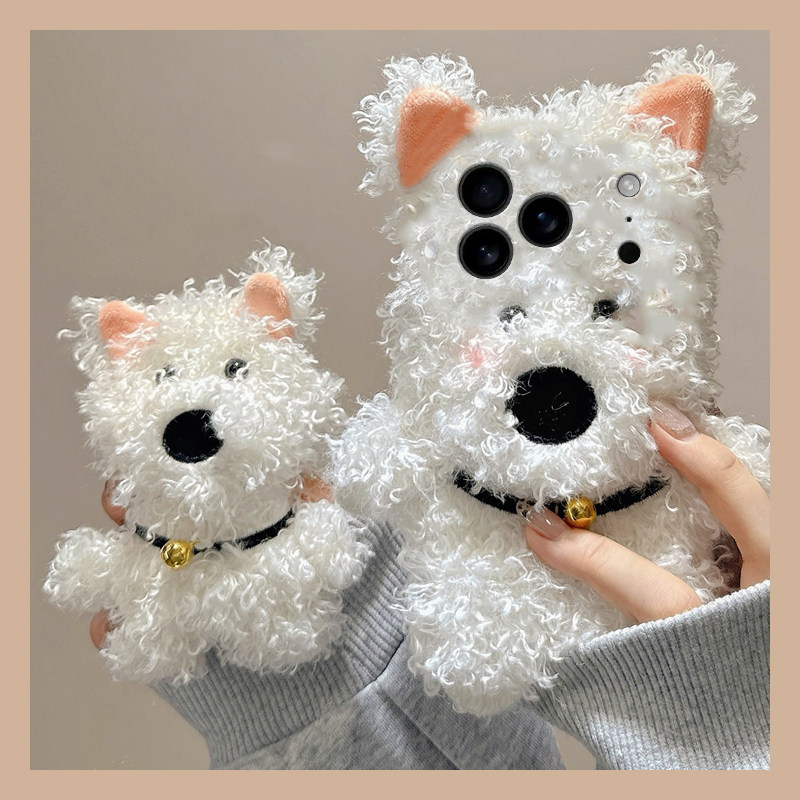卷毛白色小狗适用苹果17promax手机壳华为pura80荣耀400pro小米15立体vivos30毛绒opporeno14秋冬季x300呆萌p,3C数码配件,手机保护套/壳,淘宝优惠券,粉丝福利购,淘宝优惠卷