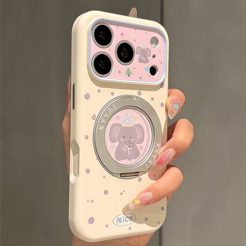 手机壳液态硅胶可爱卡通墨点大象