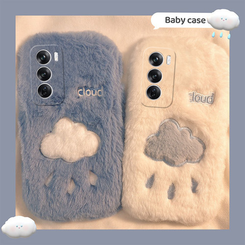 刺绣云朵opporeno13手机壳reno12pro小众reon11卡通10por+简约十毛毛0ppo秋冬季oppo硅胶毛绒绒软壳毛茸茸女p