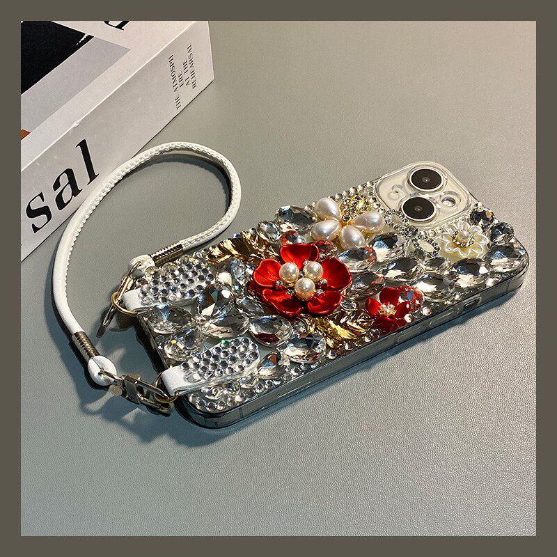 手机壳硅胶ins风满屏水钻珍珠宝