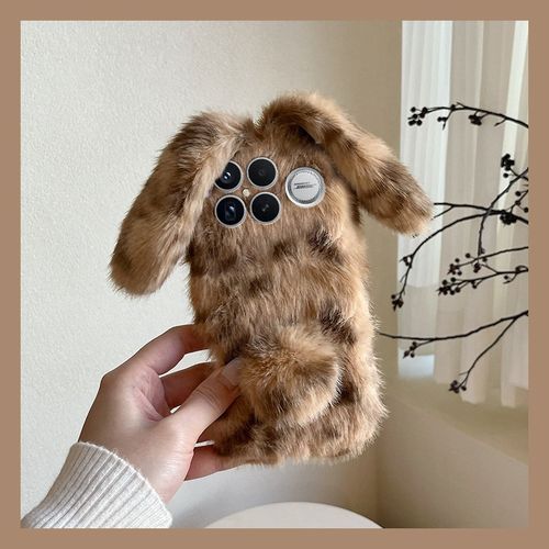 手机壳秋冬毛绒毛茸茸立体卡通豹