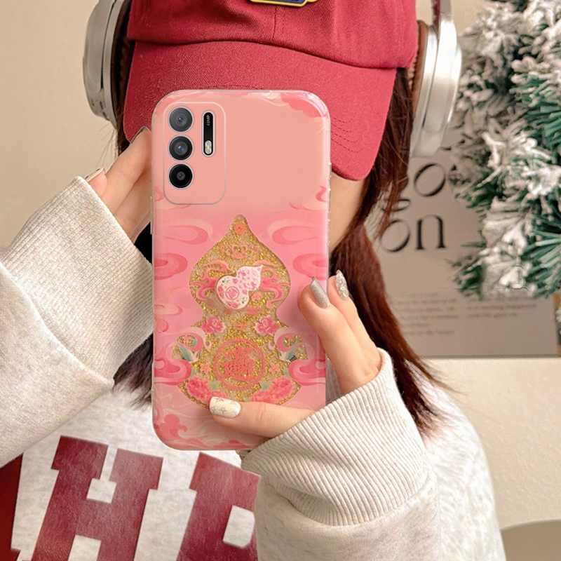 镂空闪粉葫芦适用oppoa3pro手机壳a2x旋转a1国潮a97金箔a96中国风a95a93a91a72a58a57a52a32a11a9a31a8a5新款