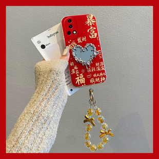 暴富爱心镜子适用华为nova13pro手机壳novo12ultra红色11挂链10z新年9se本命年8日韩7i硅胶6女5i立体4e活力版