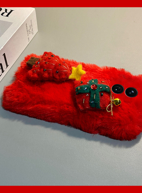 ins风红色圣诞树适用小米17手机壳15spro毛绒14ultra冬天13秋冬季12spo/12x软11青春版10/mix4/8se/civi5/4/3