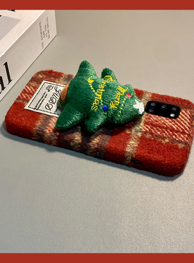 ins风红色格纹适用三星a90手机壳a80立体a70s圣诞树a50毛绒a30秋冬季a20毛茸茸a10软a52/a8s/galaxy/a53/f52