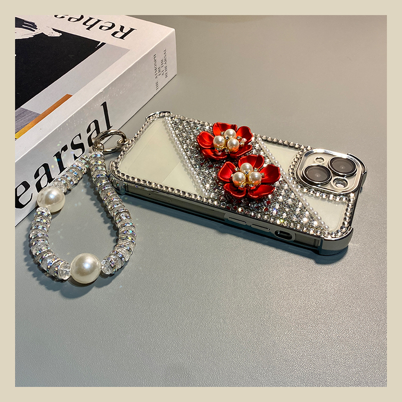 钻石珍珠花朵适用华为荣耀500pro手机壳400水钻300lite立体200por挂链100韩系90日韩80防摔70软60/50se/honor