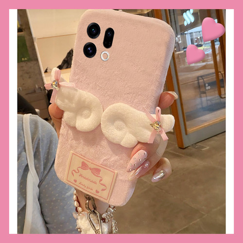 ins风天使翅膀适用oppofindx9plus手机壳fondx8米菲兔x50pro立体k12x秋冬x7毛绒x6por挂绳ultra/x5/x3/realme