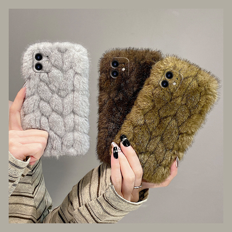 ins风纯色波浪纹适用oppofindx8手机壳真我x50pro方纹k12x保暖x7秋冬季realme毛绒findx6pro冬天ultra软x5/x3