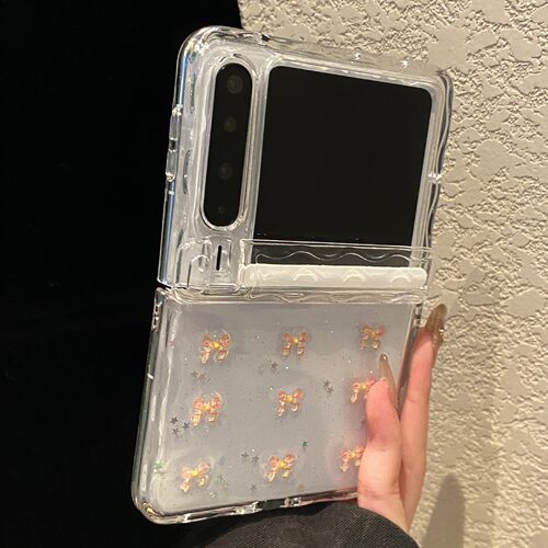 透明闪粉蝴蝶折叠屏防摔手机壳