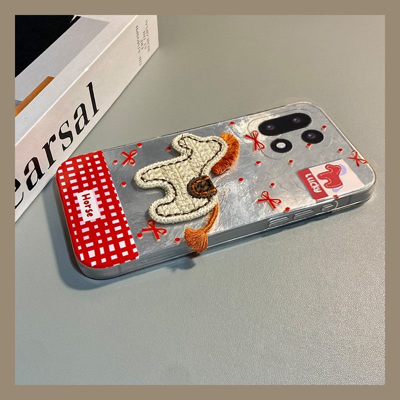 手机壳硅胶冰川纹棋盘格新年红色