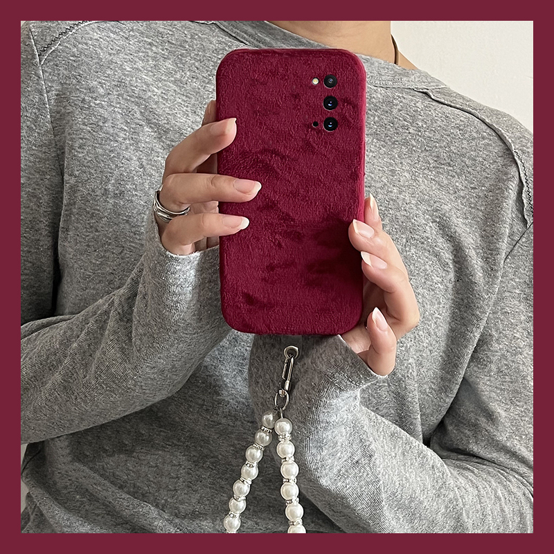 简约纯色红色适用三星a90手机壳a80绒布a70s本命年a50秋冬季a30毛绒a20毛茸茸a10挂链a52/a8s/galaxy/a53/f52