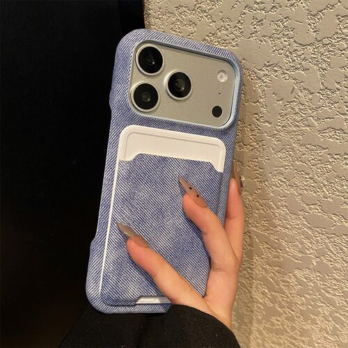 手机壳绒布晕染蓝色牛仔纹ins风