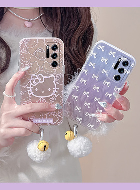 毛球铃铛适用oppofindn3flip手机壳findn2flip羽纱n3KT猫咪n2高级findn折叠屏硬壳oppo小众0pp0个性创意少女