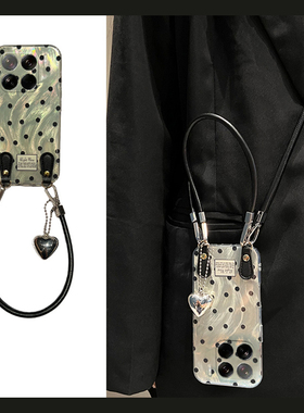 满屏黑色波点适用小米15spro手机壳14ultra羽纱13挂绳12spor日韩12x可背带11青春版10硅胶mix4/8se/civi4/3软