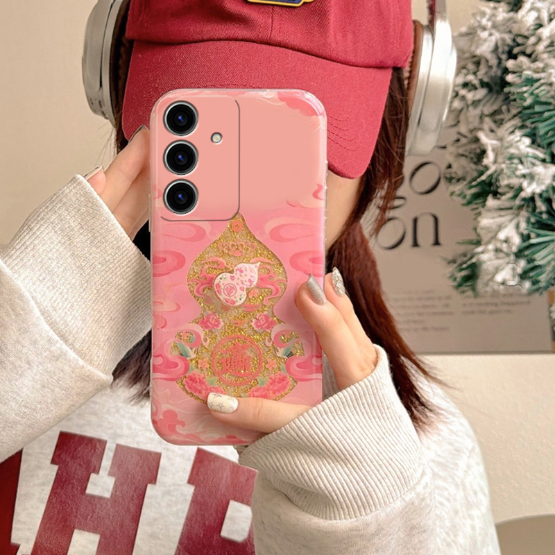 镂空闪粉葫芦适用三星s25edge手机壳s24plus旋转s23+十s22国潮s21fe金箔s20ultra中国风s10/s9/s8/note20新款