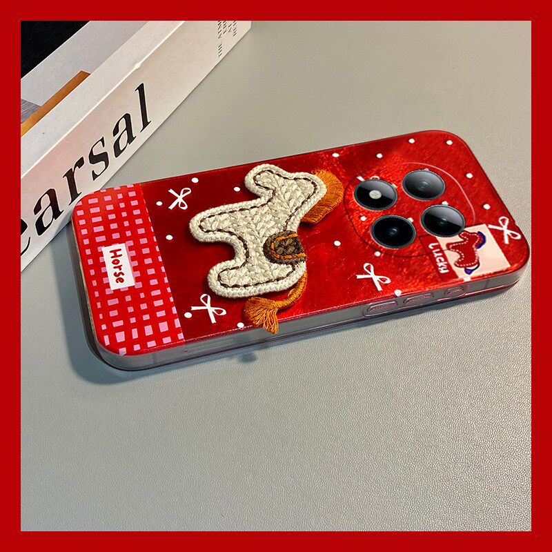 手机壳硅胶冰川纹新年红色2026马