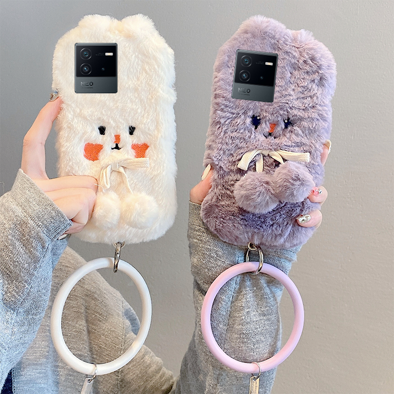 毛绒绒毛茸茸立体兔子手机壳