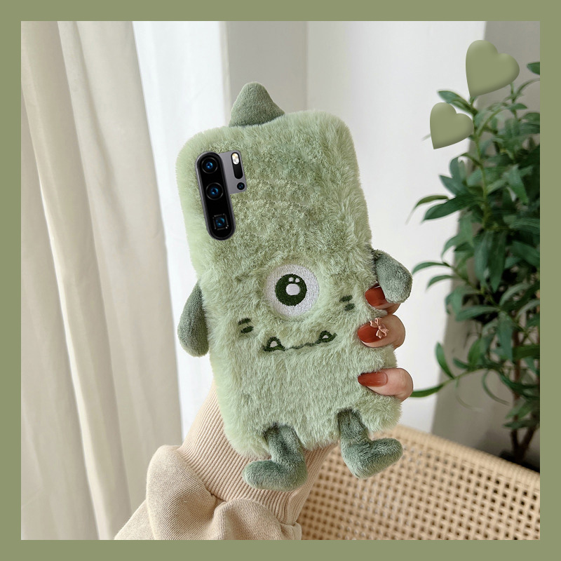 毛绒绒毛茸茸草立体大眼怪手机壳