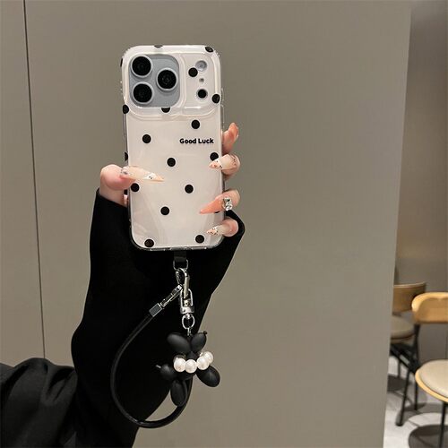 手机壳硅胶双层ins风满屏黑色波