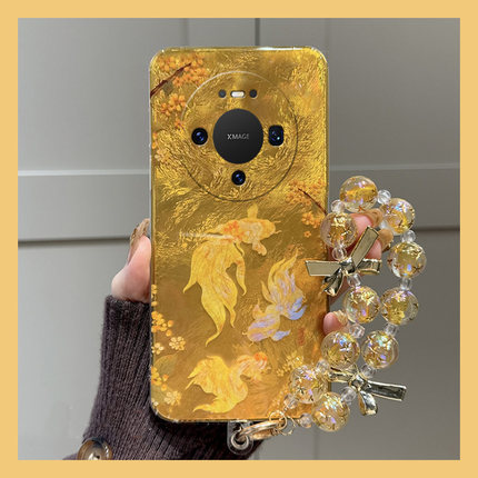 新年金色锦鲤适用华为mate80promax手机壳meta70pro+国潮mata60本命年m50e中国风rs保时捷设计40e挂链30十20x