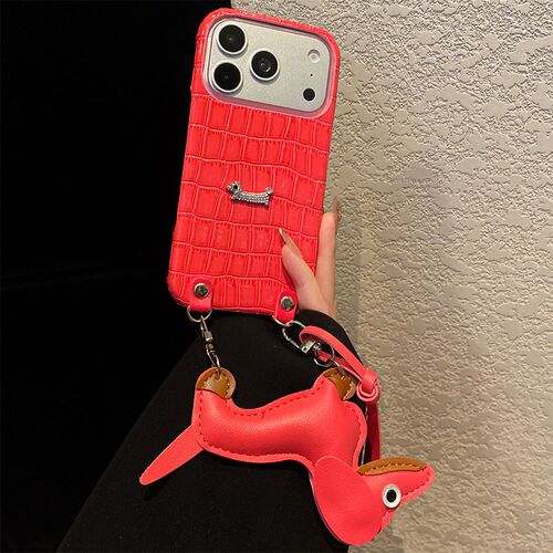 手机壳仿皮皮纹玫红色鳄鱼纹立体