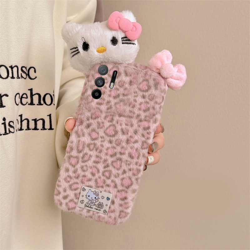 粉色豹纹kt猫适用oppoa3pro手机壳a2x蝴蝶结a1立体a97秋冬季a96毛绒a95a93a91a72a58a57a52a32a11a9a31a8a5软