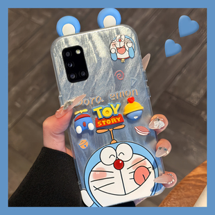 可爱哆啦A梦适用三星a90手机壳a80叮当猫a70s立体a50耳朵a30支架a20公仔a10硅胶a52卡通a8s女galaxy/a53/f52