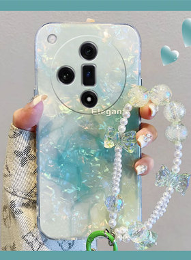 绿色晕染渐变适用oppo真我x50pro手机壳x7贝壳纹realme夏天findx6pro韩系ultra硅胶x5x3软壳k11x小众k10k7k5