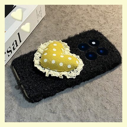 ins风蕾丝波点适用小米红米note15pro+手机壳noto14爱心13毛绒12turbo+秋冬季11t立体10冬天9毛茸茸8硅胶7por